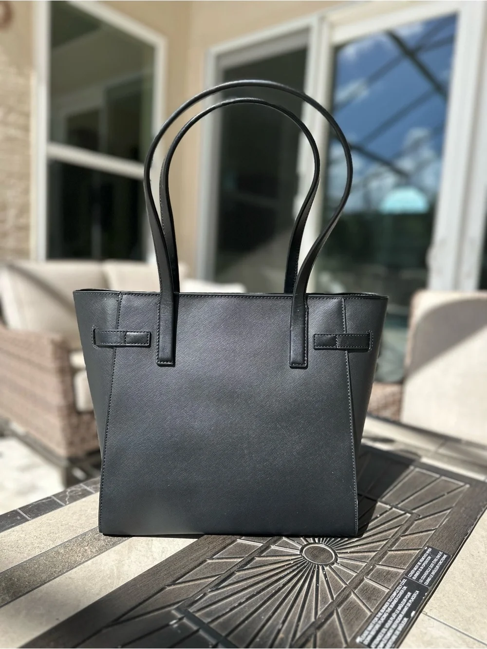 Michael Kors Black Saffiano Leather Tote with Gold MK Emblem